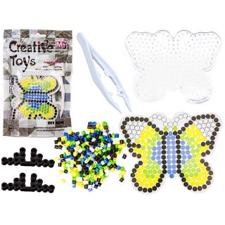 Koraliki do prasowania, Prasowanka, Szablon, Saszetka MOTYL Z CZARNĄ OBWÓDKĄ