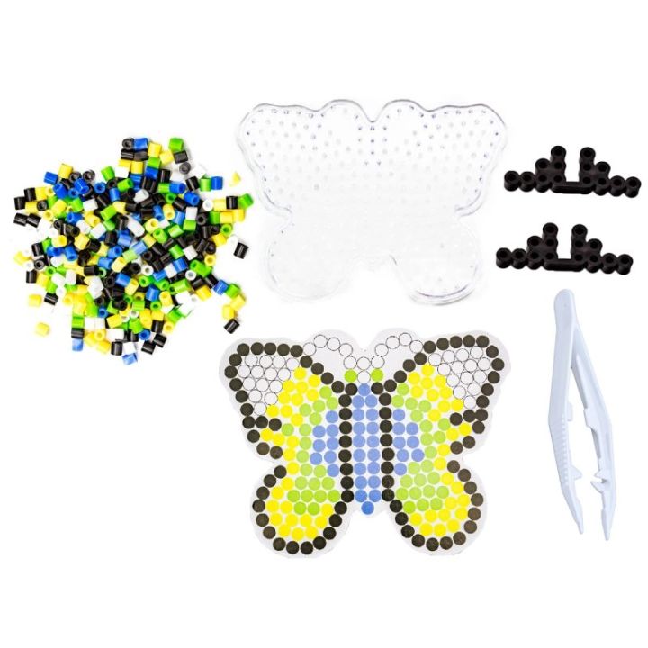 Koraliki do prasowania, Prasowanka, Szablon, Saszetka MOTYL Z CZARNĄ OBWÓDKĄ