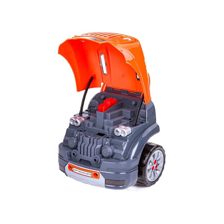 Zestaw Mechanika, Samochód Auto Silnik Do Rozkręcania, Warsztat 61 Elementów, Pomarańczowy JEEP