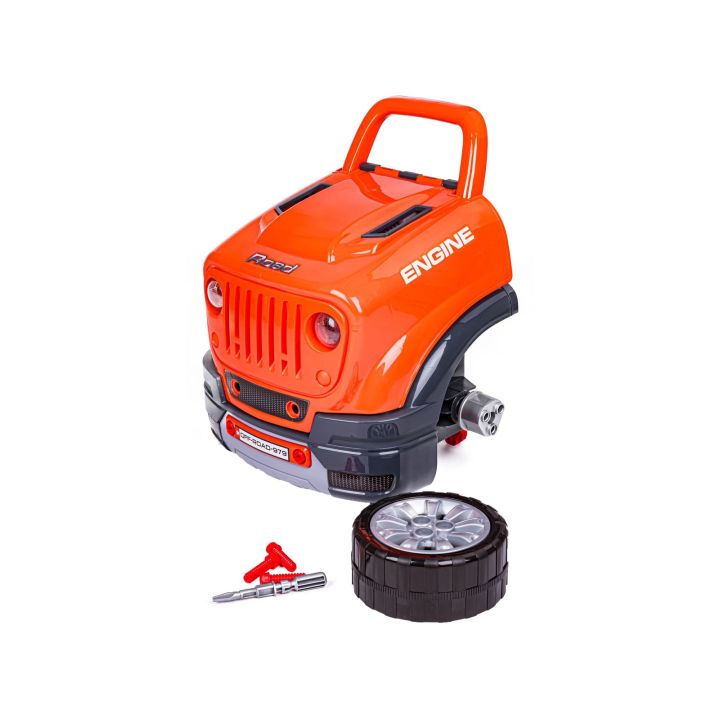 Zestaw Mechanika, Samochód Auto Silnik Do Rozkręcania, Warsztat 61 Elementów, Pomarańczowy JEEP