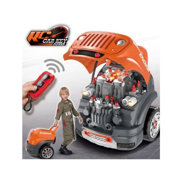 Zestaw Mechanika, Samochód Auto Silnik Do Rozkręcania, Warsztat 61 Elementów, Pomarańczowy JEEP