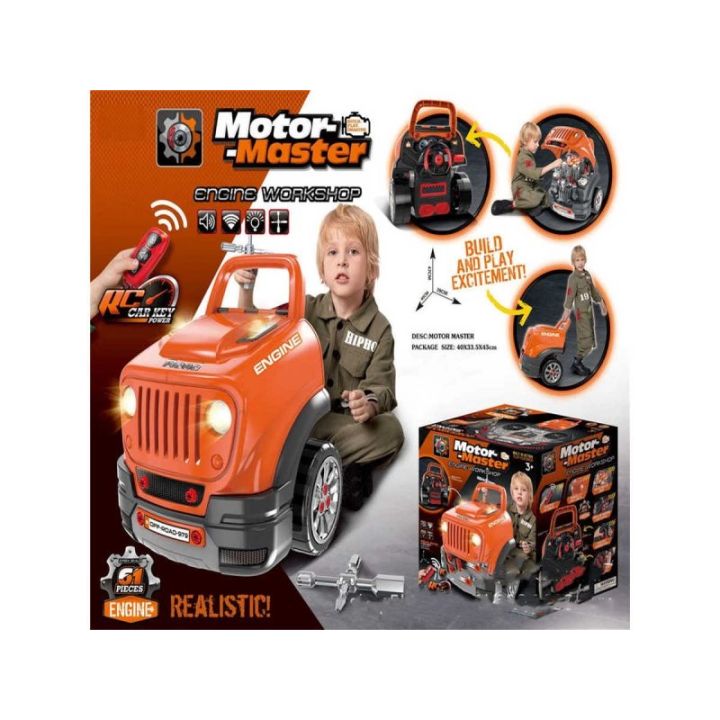 Zestaw Mechanika, Samochód Auto Silnik Do Rozkręcania, Warsztat 61 Elementów, Pomarańczowy JEEP