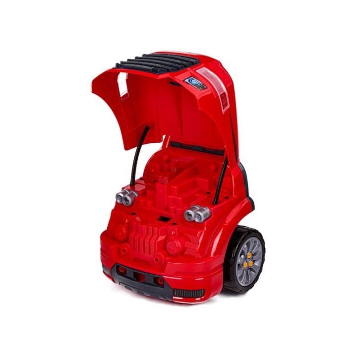 Zestaw Mechanika, Samochód Auto Silnik Do Rozkręcania, Warsztat 61 Elementów, Ciężarówka, Czerwony Truck