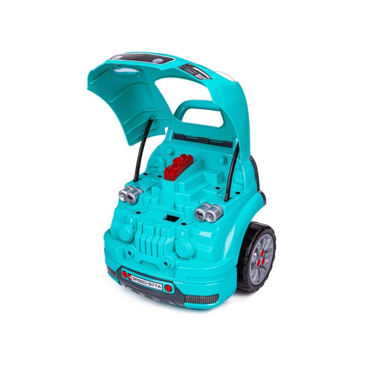 Zestaw Mechanika, Samochód Auto Silnik Do Rozkręcania, Warsztat 61 Elementów, Niebieski Porsche