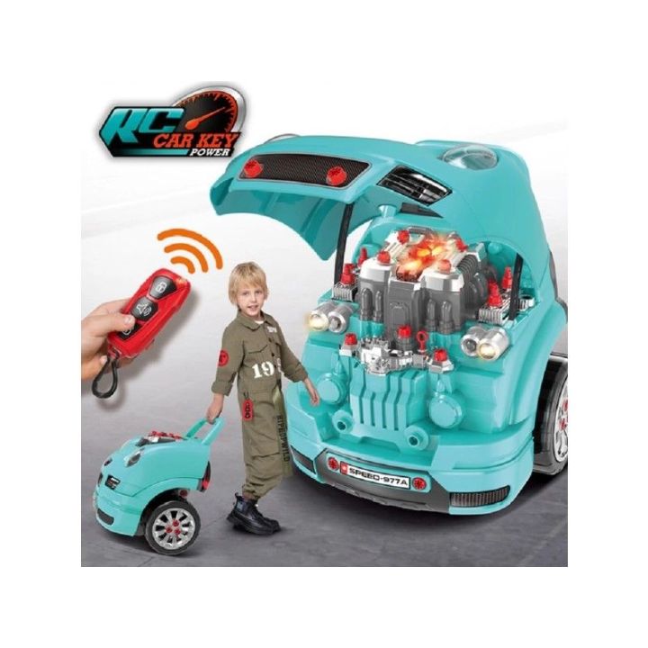 Zestaw Mechanika, Samochód Auto Silnik Do Rozkręcania, Warsztat 61 Elementów, Niebieski Porsche