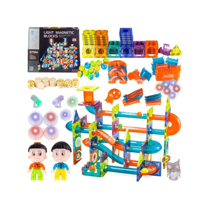 Świecące Klocki Magnetyczne, Tor Kulkowy Dla Kulek 292 Elementy Kulodrom