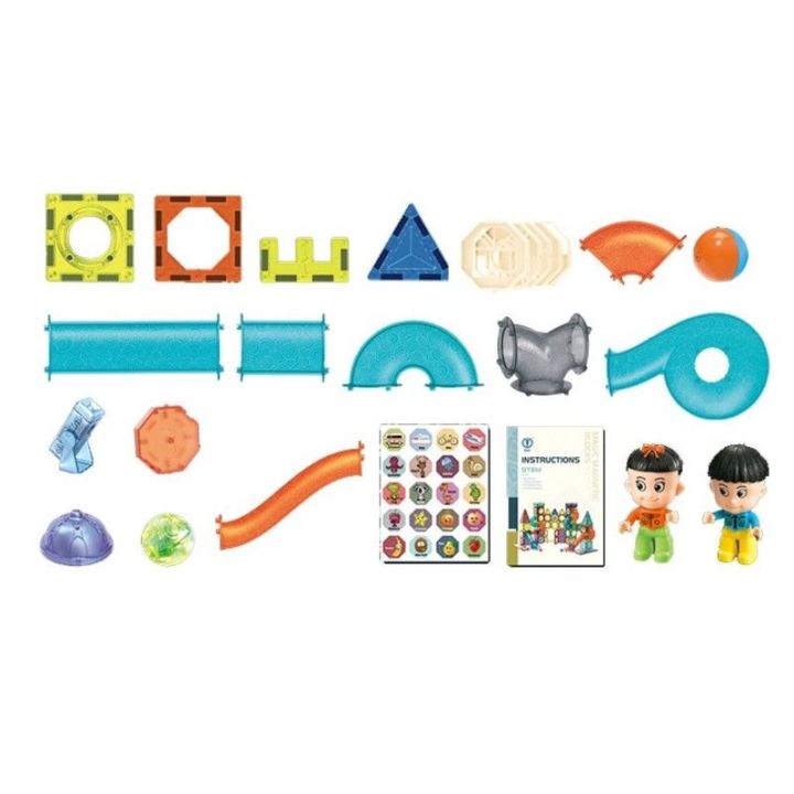 Świecące Klocki Magnetyczne, Tor Kulkowy Dla Kulek 292 Elementy Kulodrom