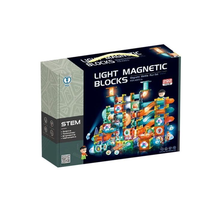 Świecące Klocki Magnetyczne, Tor Kulkowy Dla Kulek 292 Elementy Kulodrom