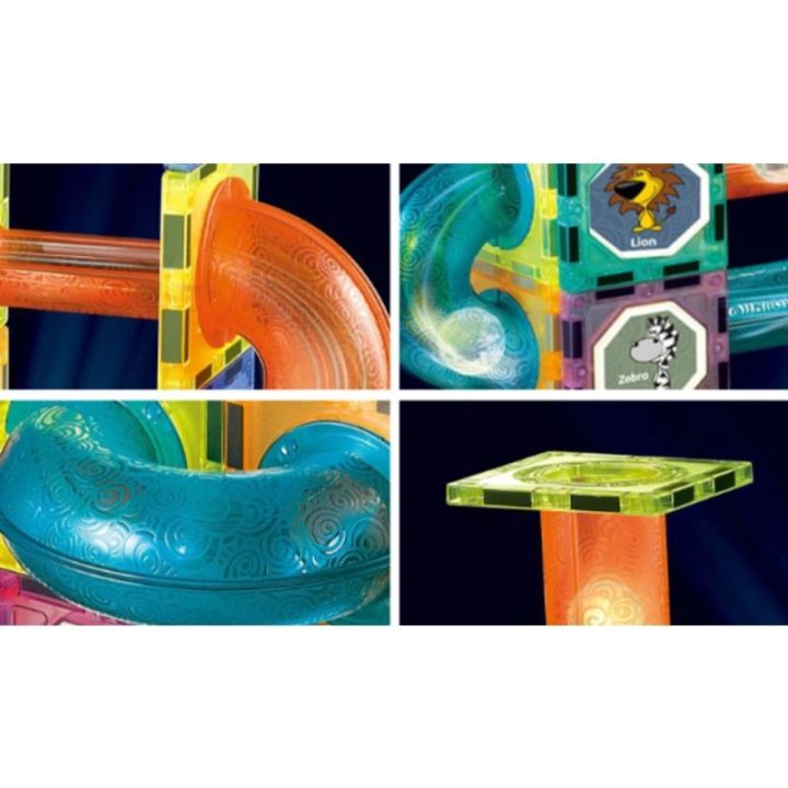 Świecące Klocki Magnetyczne, Tor Kulkowy Dla Kulek 292 Elementy Kulodrom