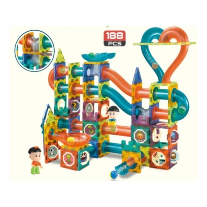 Klocki Magnetyczne, Tor Kulkowy Dla Kulek 188 Elementy Kulodrom