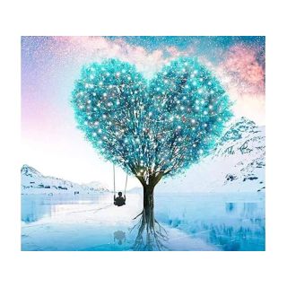 Haft Diamentowy, Obraz, Mozaika Diamentowa Diamond Painting, DRZEWO - SERCE 30x30cm