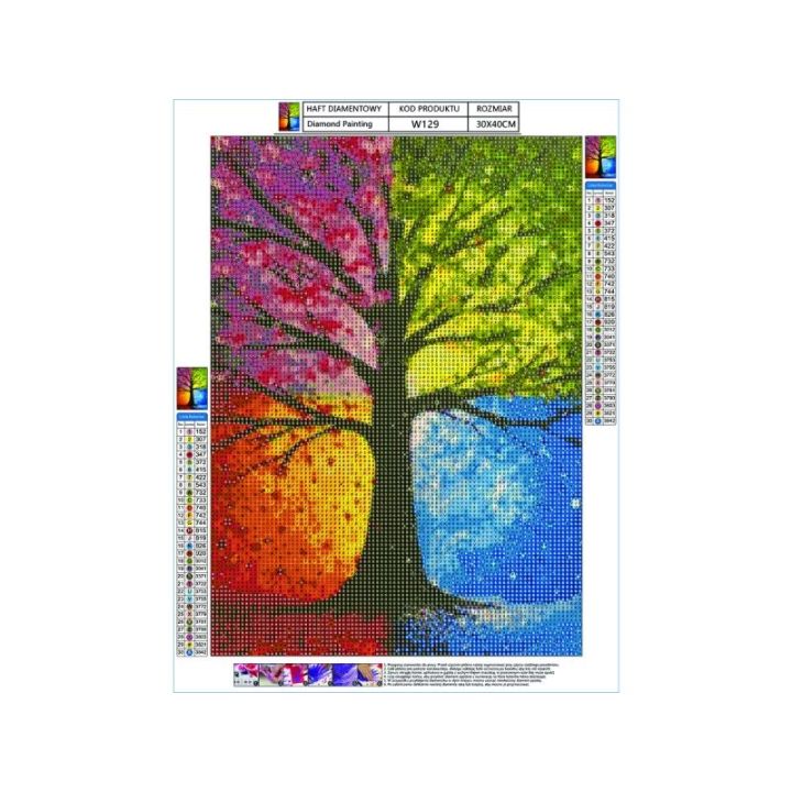 Haft Diamentowy, Obraz, Mozaika Diamentowa Diamond Painting, DRZEWO 30x40cm