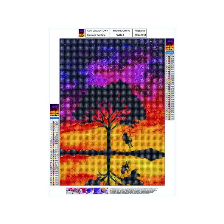 Haft Diamentowy, Obraz, Mozaika Diamentowa Diamond Painting, HUŚTAWKA NA DRZEWIE 30x40cm