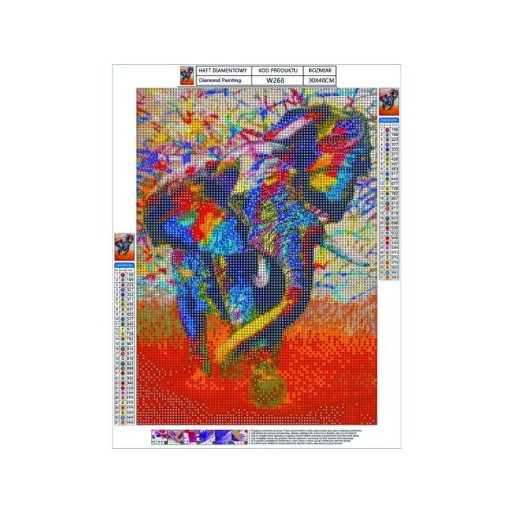 Haft Diamentowy, Obraz, Mozaika Diamentowa Diamond Painting, SŁOŃ - KOLOR 30x40cm