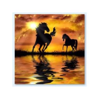 Haft Diamentowy, Obraz, Mozaika Diamentowa Diamond Painting, KONIE - ZACHÓD SŁOŃCA 30x30cm