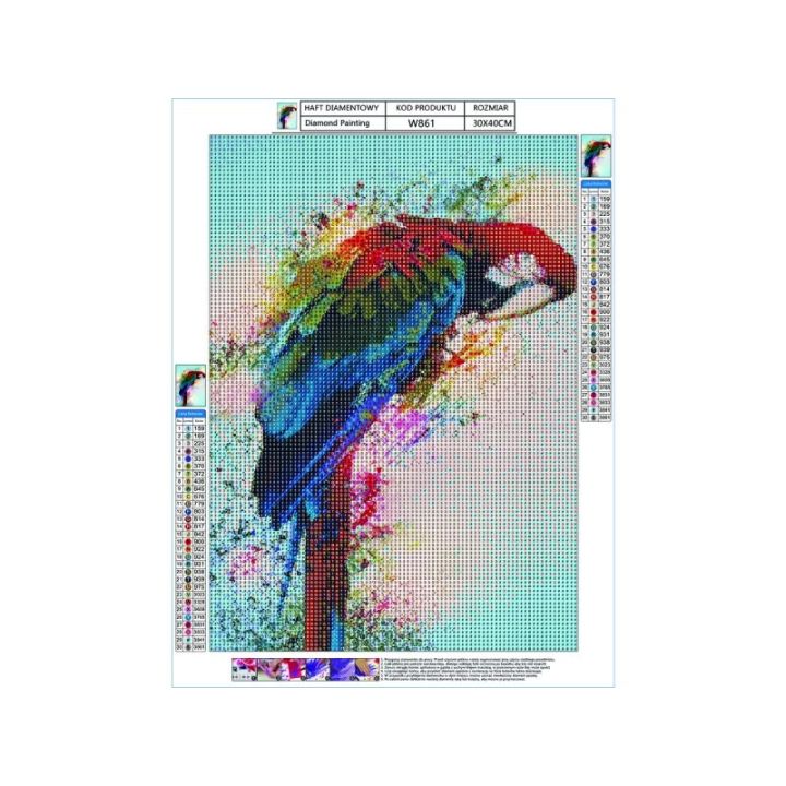 Haft Diamentowy, Obraz, Mozaika Diamentowa Diamond Painting, PAPUGA 30x40cm