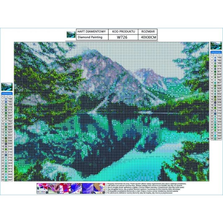 Haft Diamentowy, Obraz, Mozaika Diamentowa Diamond Painting, KRAJOBRAZ - GÓRY 40x30cm