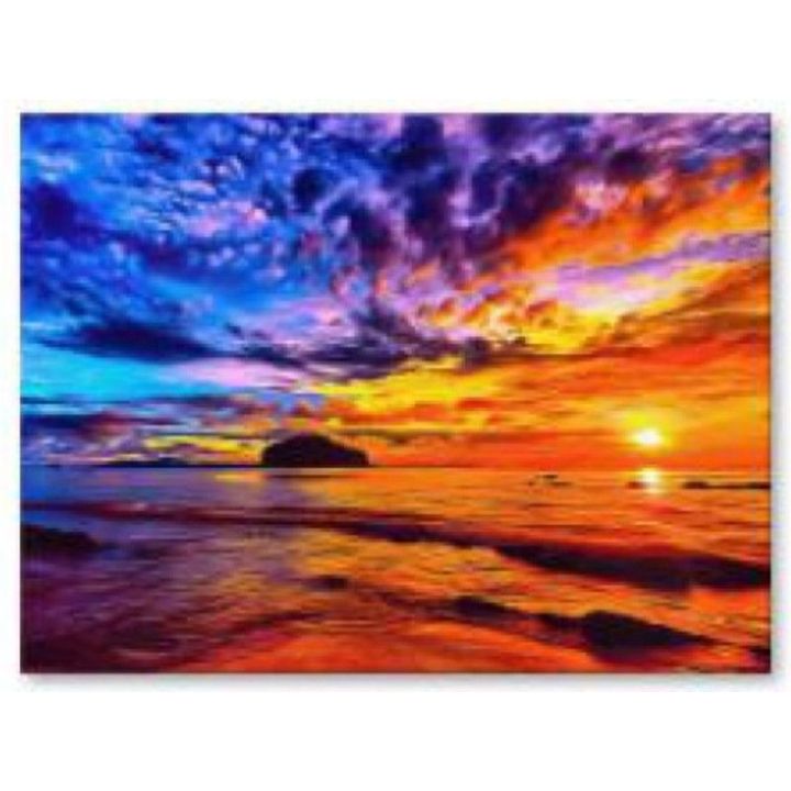 Haft Diamentowy, Obraz, Mozaika Diamentowa Diamond Painting, ZACHÓD SŁOŃCA - OCEAN 40x30cm