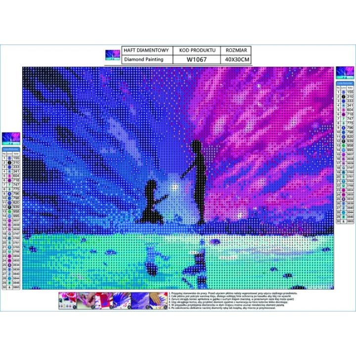 Haft Diamentowy, Obraz, Mozaika Diamentowa Diamond Painting, ZAKOCHANA PARA 40x30cm