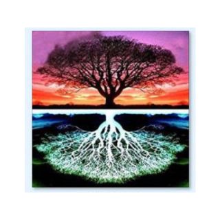 Haft Diamentowy, Obraz, Mozaika Diamentowa Diamond Painting, DRZEWO - ODBICIE LUSTRZANE 30x30cm