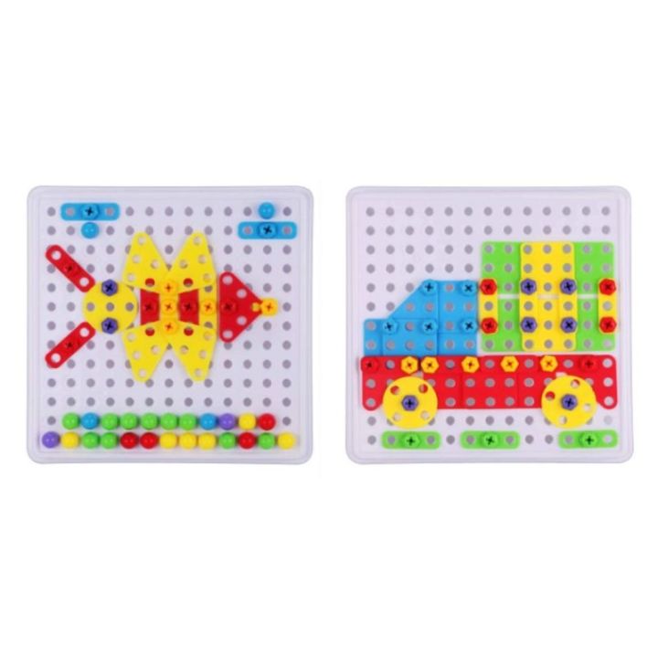 Kreatywna Mozaika, Układanka, Klocki 2w1, Wkrętak Śrubki Guziki 420 el.