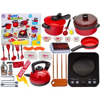 CZERWONY Zestaw Kuchenny Do Gotowania, Garnek, Czajnik, Patelnia, Akcesoria