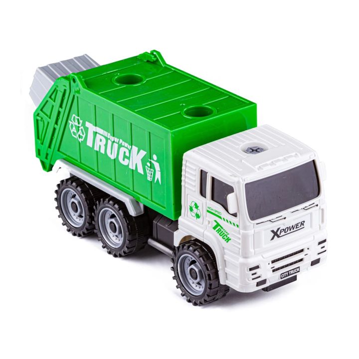 Ciężarówka Auto Samochód Śmieciarka Do Rozkręcania + Zestaw Koszy Na Śmieci