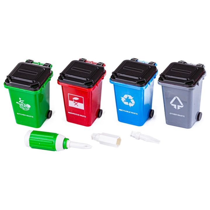 Ciężarówka Auto Samochód Śmieciarka Do Rozkręcania + Zestaw Koszy Na Śmieci