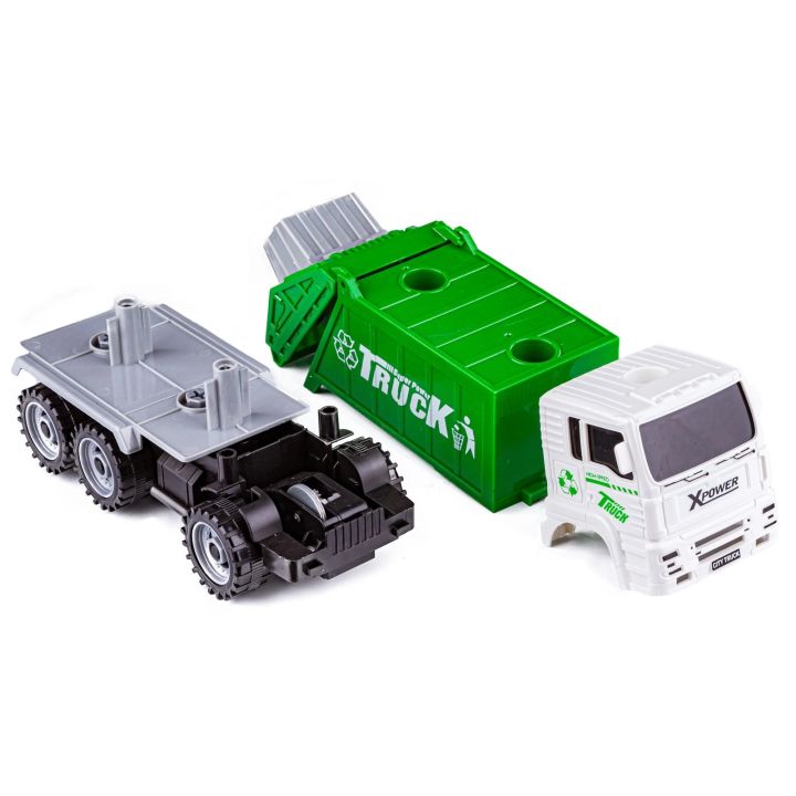 Ciężarówka Auto Samochód Śmieciarka Do Rozkręcania + Zestaw Koszy Na Śmieci