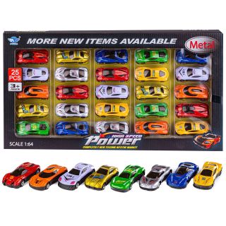 Zestaw Samochodów, Metalowe Autka Resoraki 25 Sztuk