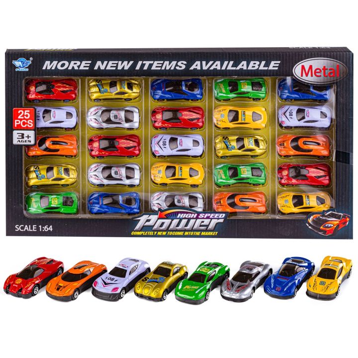 Zestaw Samochodów, Metalowe Autka Resoraki 25 Sztuk