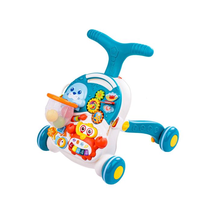 Chodzik, Pchacz, Stolik Edukacyjny 2w1 Koszykówka Niebieski