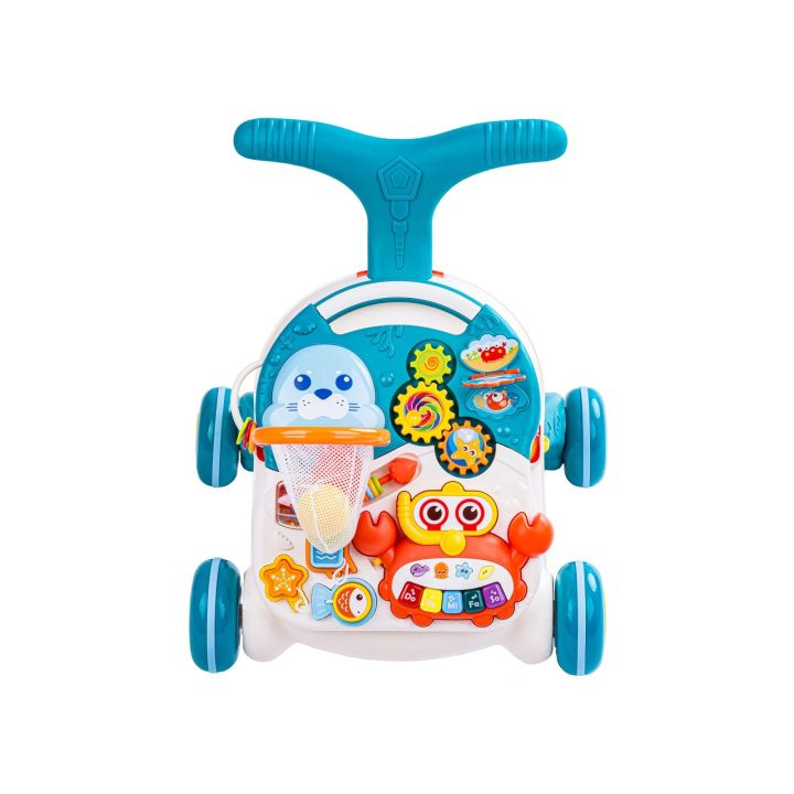 Chodzik, Pchacz, Stolik Edukacyjny 2w1 Koszykówka Niebieski