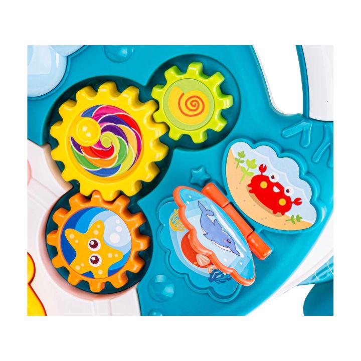 Chodzik, Pchacz, Stolik Edukacyjny 2w1 Koszykówka Niebieski