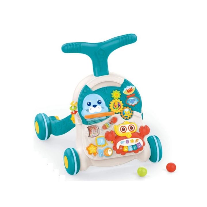 Chodzik, Pchacz, Stolik Edukacyjny 2w1 Koszykówka Niebieski