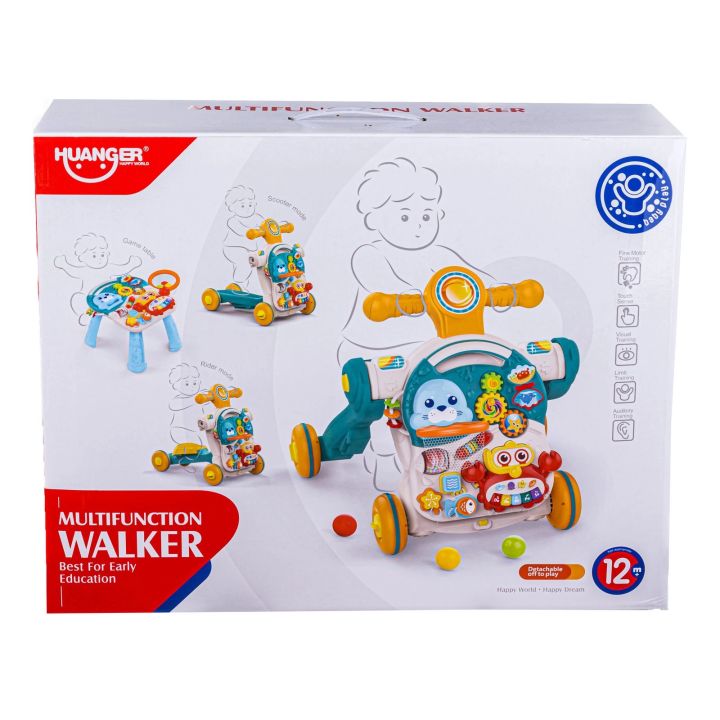 Pchacz, Chodzik 4w1 Stolik Edukacyjny Rowerek Hulajnoga Różowy