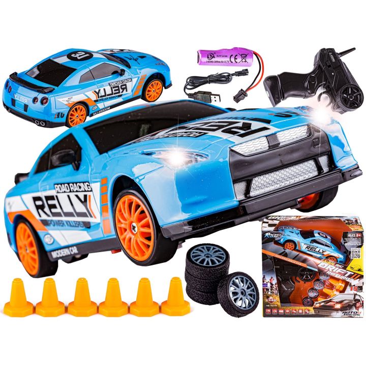 Samochód Do Driftu, Auto RC Drift 1:24 2,4 GHz 4WD NIEBIESKI