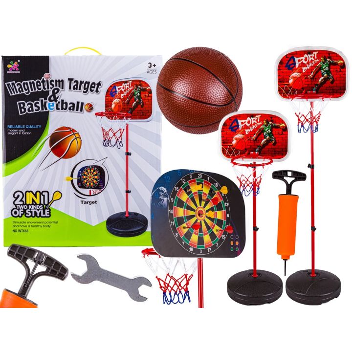 Zestaw Gier 2w1 Koszykówka Dart Rzutki 166cm