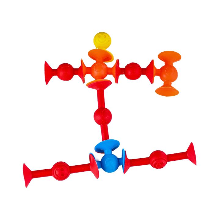Klocki Konstrukcyjne, Kolorowe Przyssawki, Wesołe Buźki 12 Sztuk