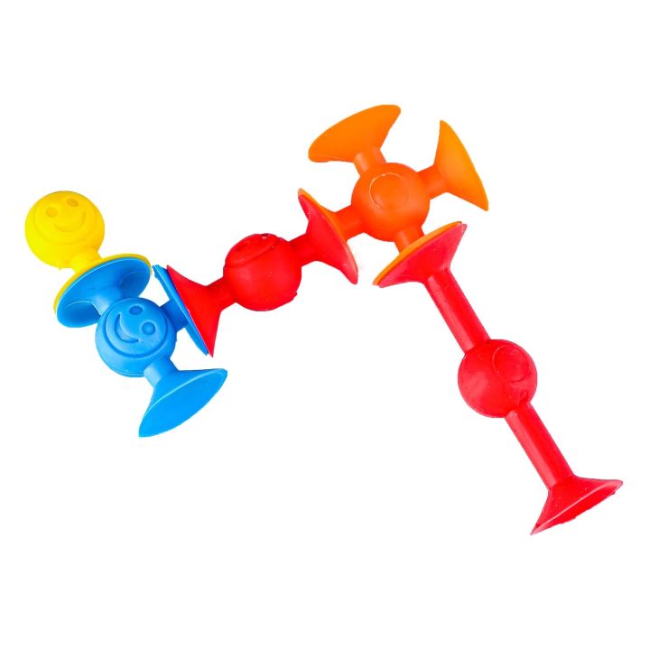 Klocki Konstrukcyjne, Kolorowe Przyssawki, Wesołe Buźki 12 Sztuk