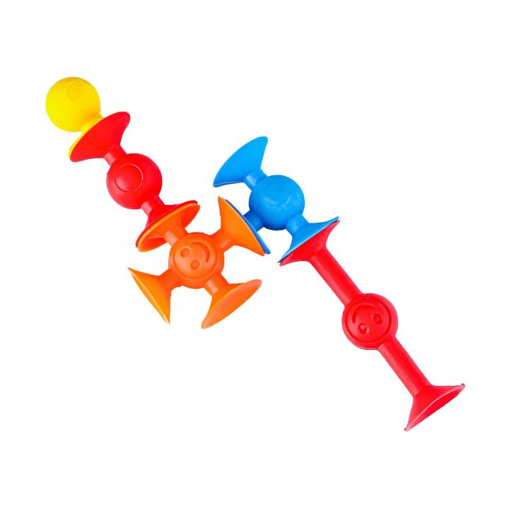 Klocki Konstrukcyjne, Kolorowe Przyssawki, Wesołe Buźki 12 Sztuk