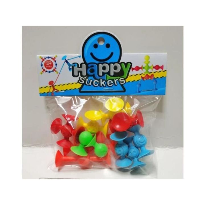 Klocki Konstrukcyjne, Kolorowe Przyssawki, Wesołe Buźki 12 Sztuk