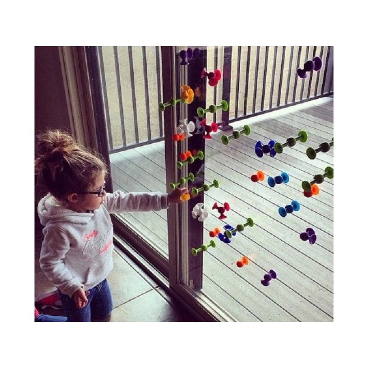 Klocki Konstrukcyjne, Kolorowe Przyssawki, Wesołe Buźki 12 Sztuk