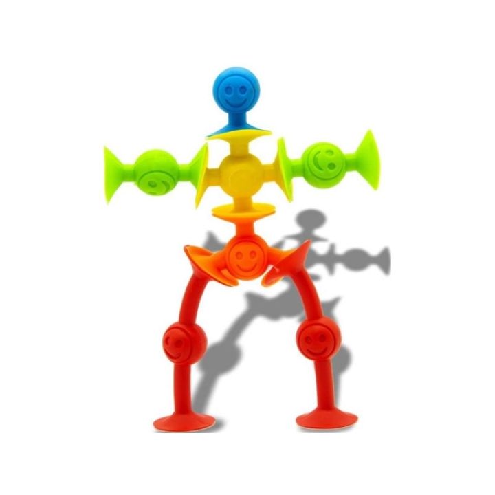 Klocki Konstrukcyjne, Kolorowe Przyssawki, Wesołe Buźki 12 Sztuk