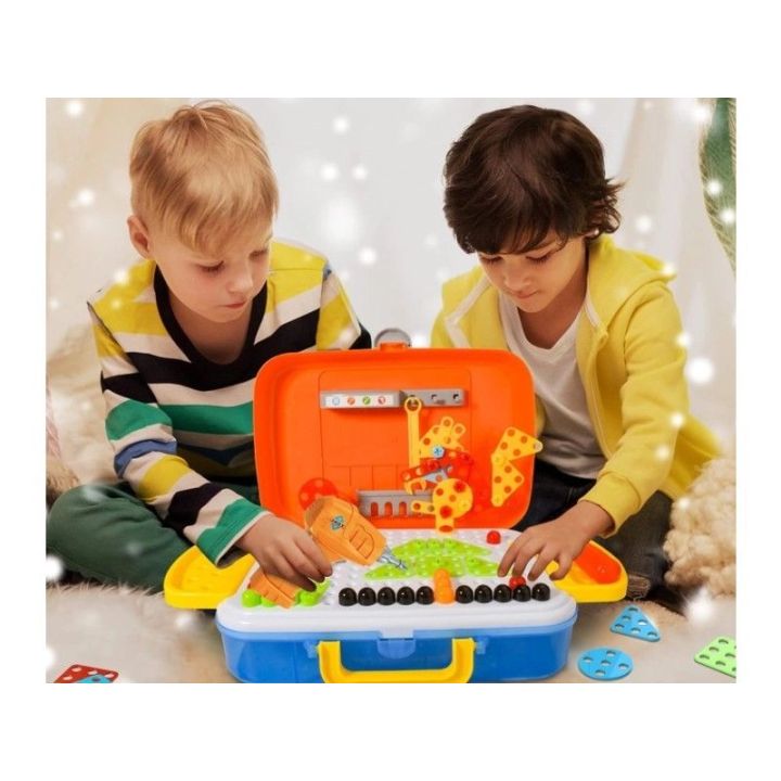 Kreatywna Mozaika W Walizce 258 el. Układanka 3D, Klocki, Wkrętarka Zestaw Konstrukcyjny