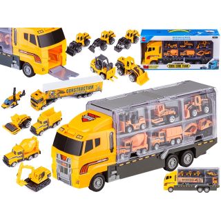 Ciężarówka, Transporter + Auta, Otwierana Laweta, Pojazdy Budowlane + Helikopter 12w1