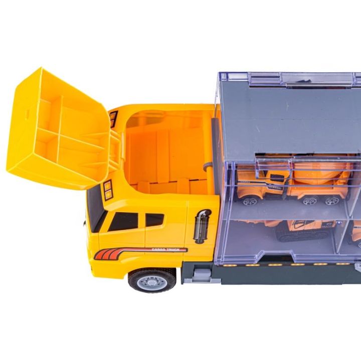 Ciężarówka, Transporter + Auta, Otwierana Laweta, Pojazdy Budowlane + Helikopter 12w1