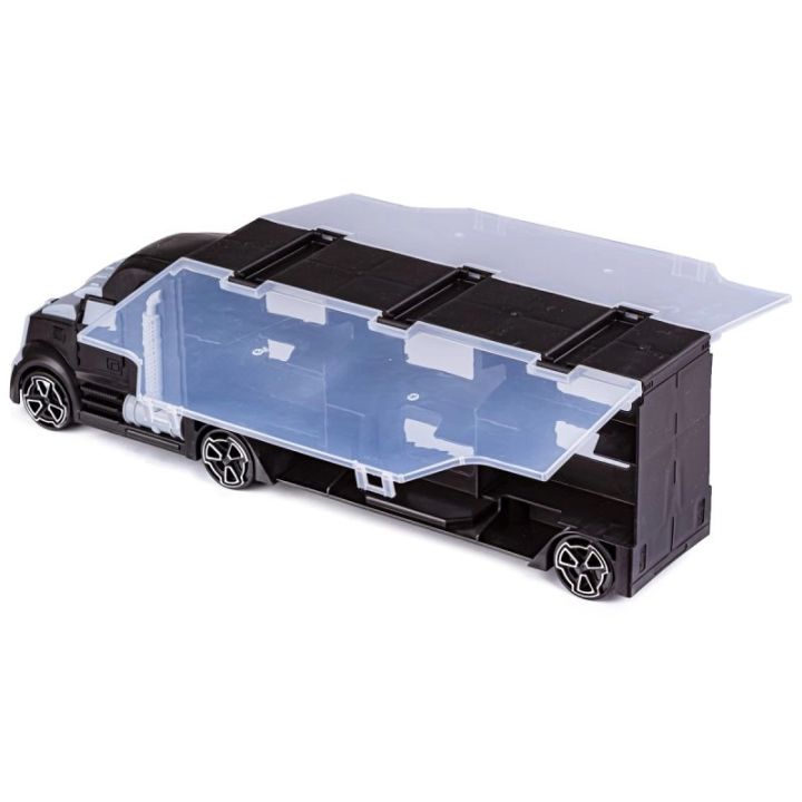 Czarna Ciężarówka, Transporter + Auta, Otwierana Laweta, Pojazdy Budowlane, Traktor, Jeep 6w1