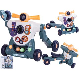 Chodzik Edukacyjny 3w1 Pchacz  Hulajnoga Jeździk Niebieski