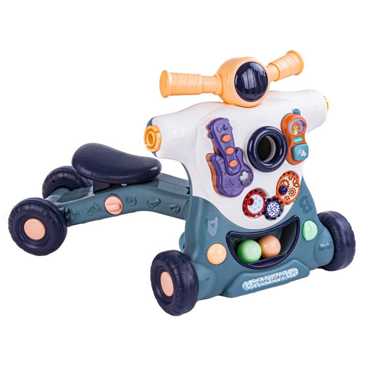 Chodzik Edukacyjny 3w1 Pchacz  Hulajnoga Jeździk Niebieski